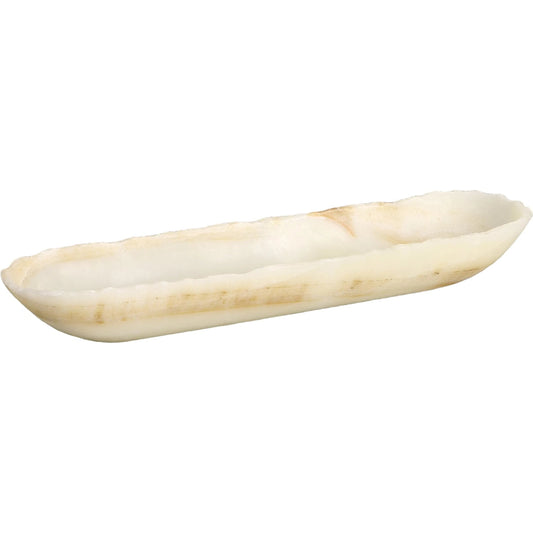 Onyx Canoe Bowl by Phillips Collection in gray. Made from stone, onyx in a unique style.