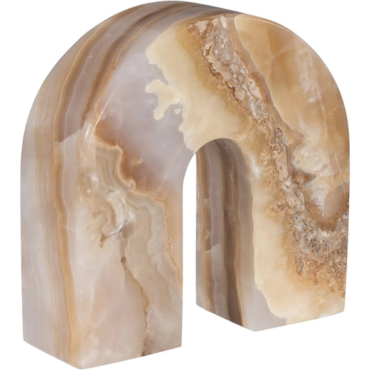 Onyx Rainbow Sculpture by Phillips Collection in amber. Made from stone, onyx in a unique style.