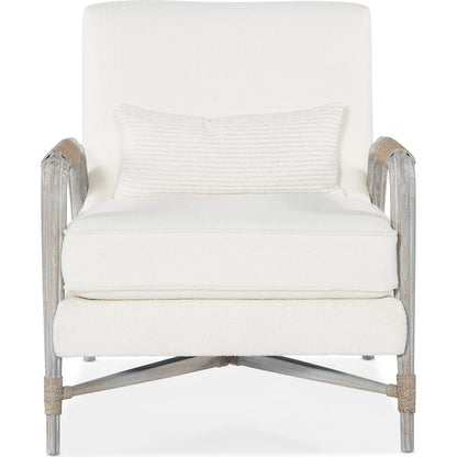 Isla Accent Lounge Chair by Hooker Furniture in macrame artic and light wood. Made from wood, fabric, rope in a modern style.
