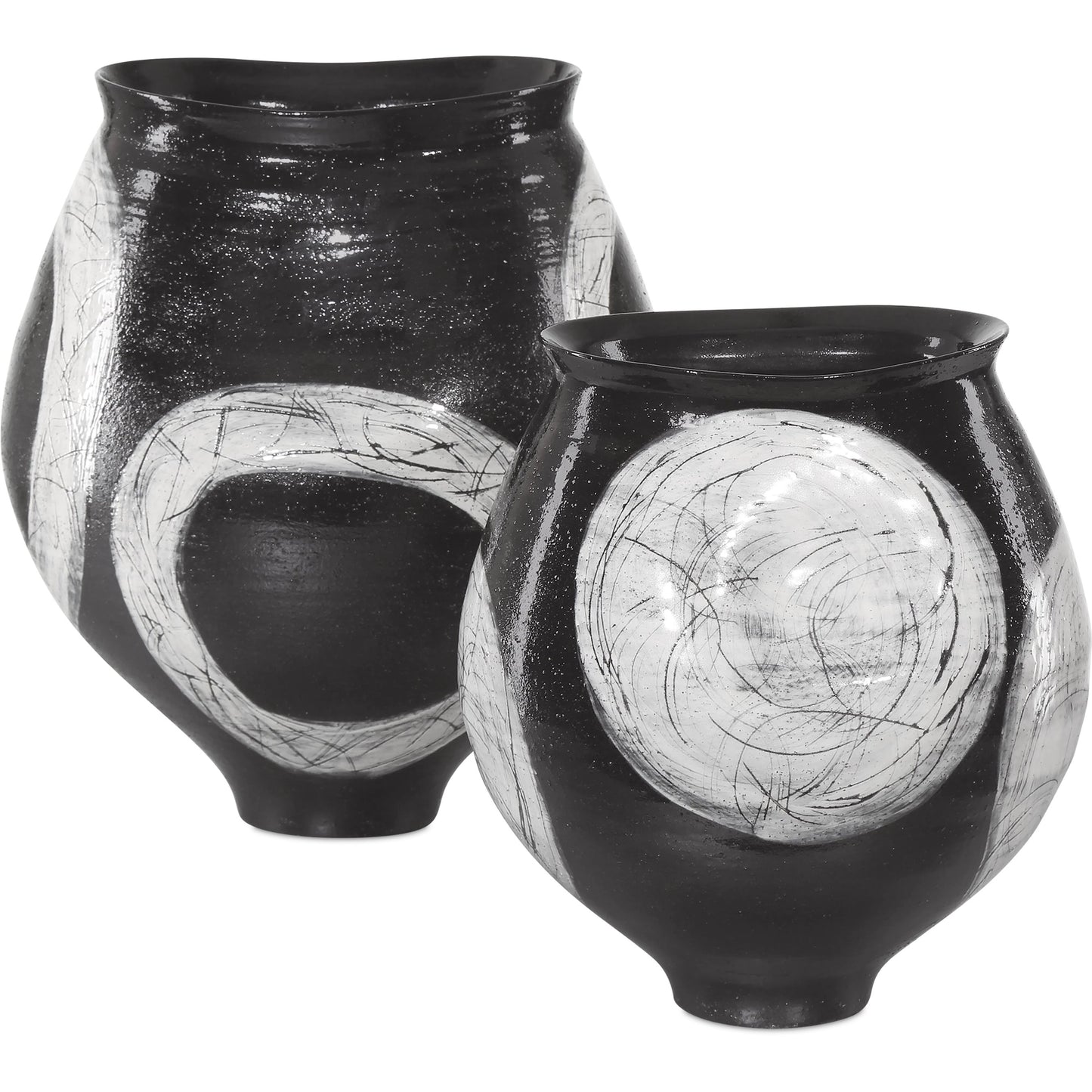 003 SI-2191839 | Additional Silo | Satori Vase by Currey and Company in black, light gray. Made from porcelain in a modern style.