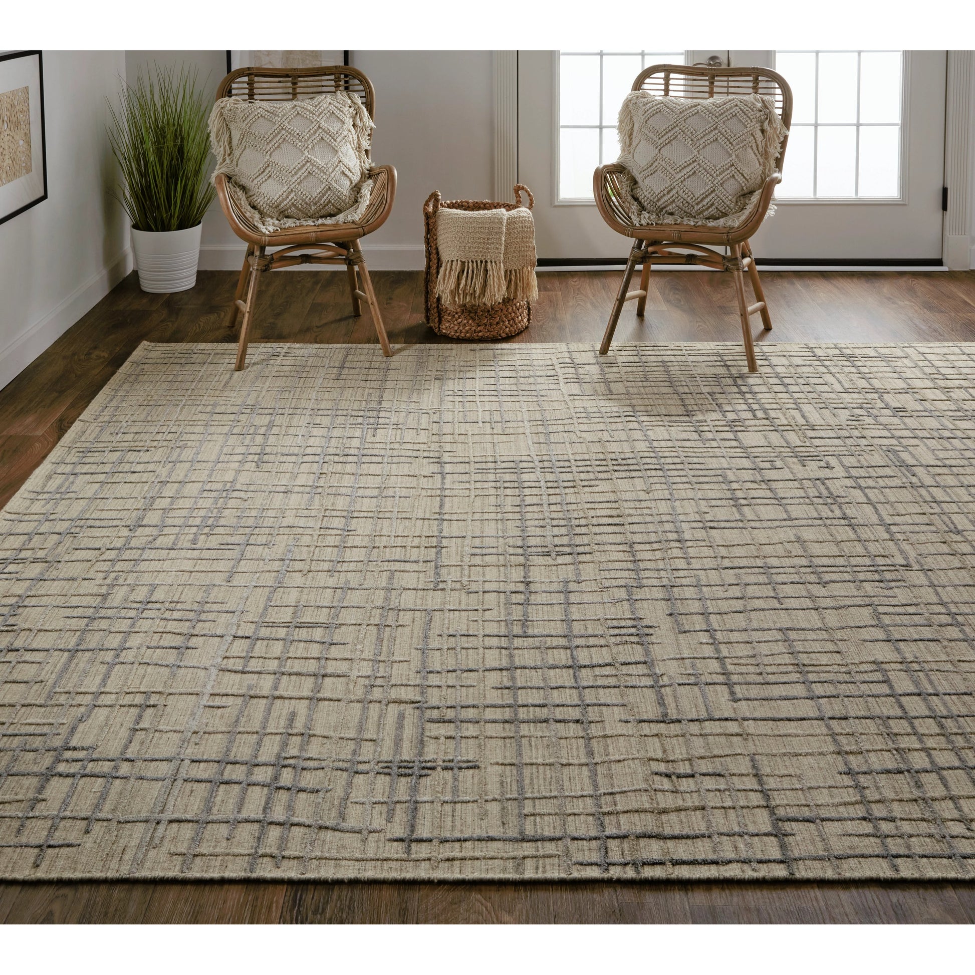 Kirkwood Transitional Rug - T08T8001 by Thom Felicia by Feizy Rugs in tan, silver. Made from viscose, wool in a unique style.