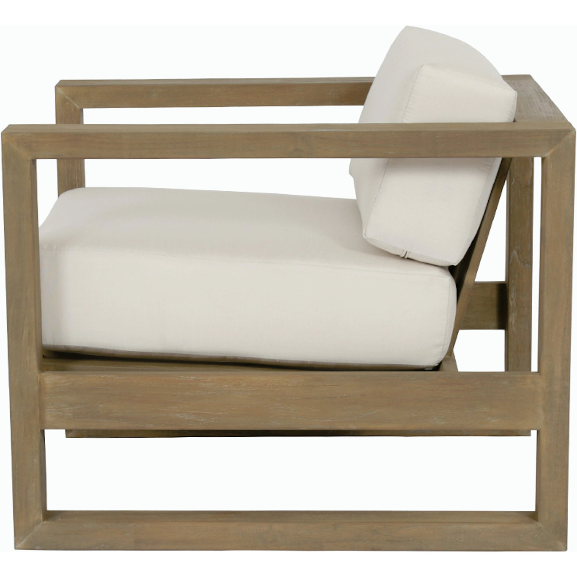 Coastal Outdoor Teak Club Chair by Sunset West. Made from teak in a modern style.