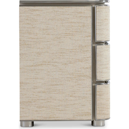 Corinne Nightstand by Bernhardt in ecru. Made from metal in a transitional style.