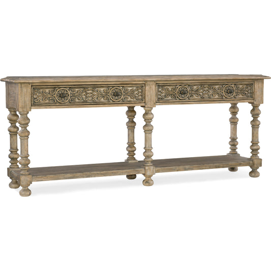 Bexar Huntboard by Hooker Furniture in sandstone. Made from white oak veneers in a traditional style.