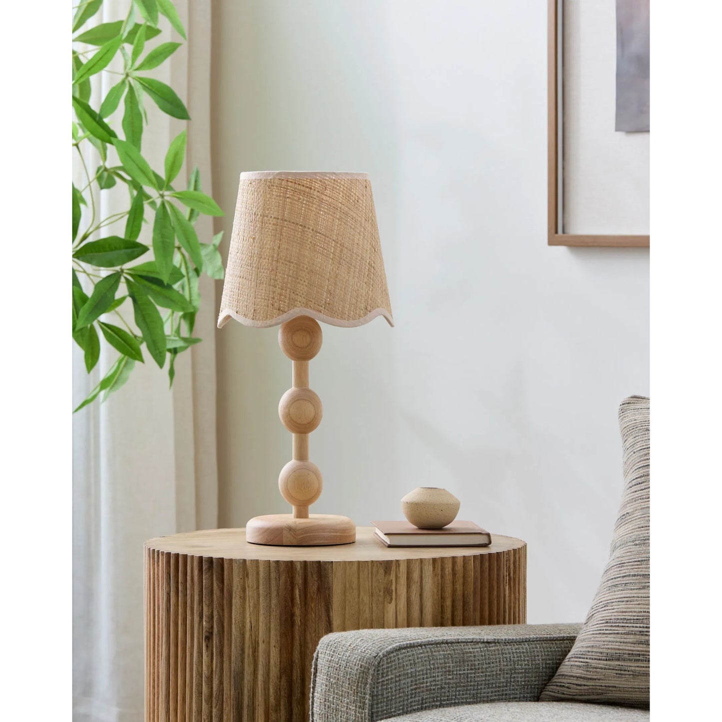 002 SI-2258989 | Lifestyle | Minilya Accent Table Lamp by Livabliss in brown and natural. Made from rubber wood, seagrass, polyester in a rustic style.
