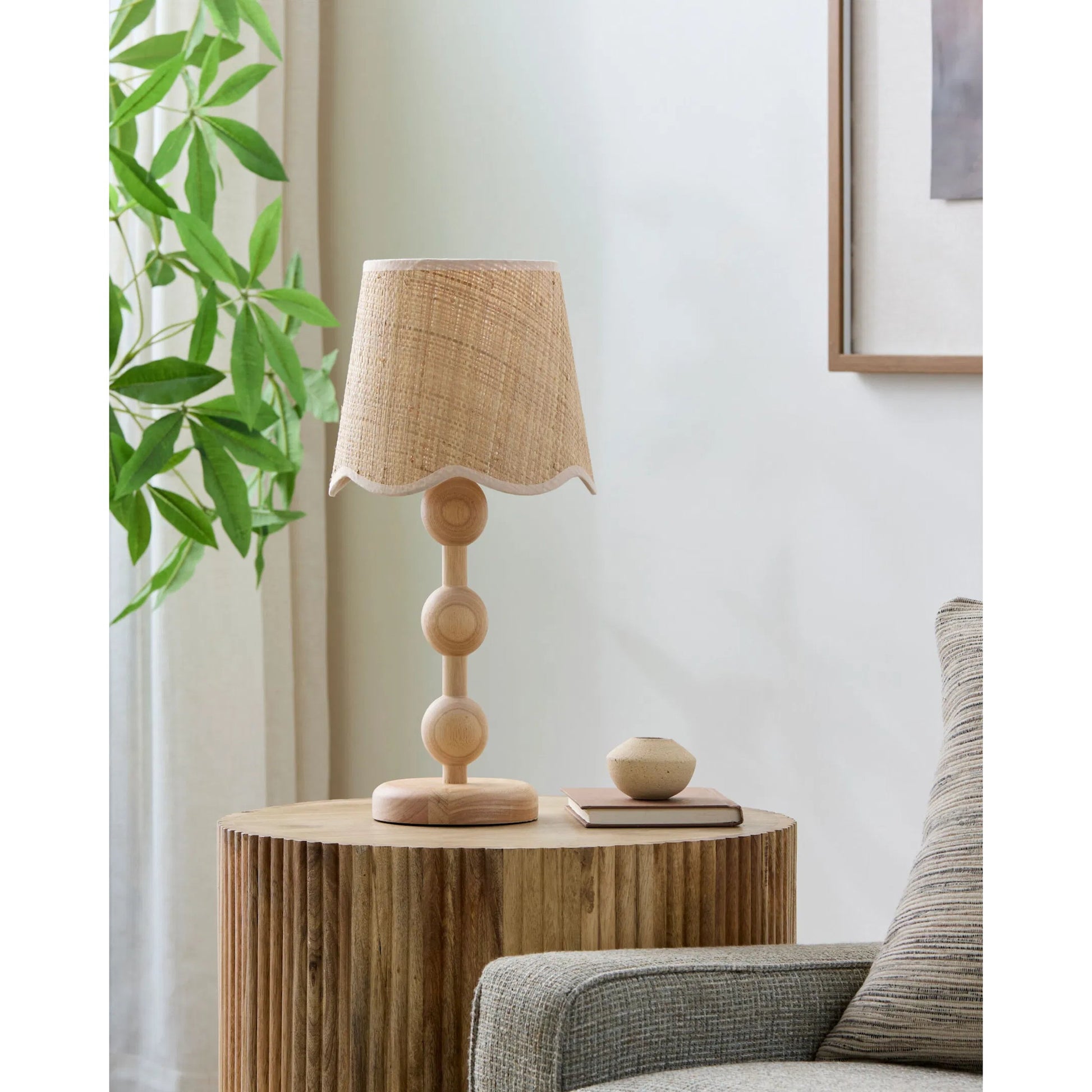 Minilya Accent Table Lamp by Livabliss in brown and natural. Made from rubber wood, seagrass, polyester in a rustic style.