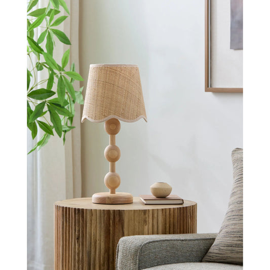 Minilya Accent Table Lamp by Livabliss in brown and natural. Made from rubber wood, seagrass, polyester in a unique style.