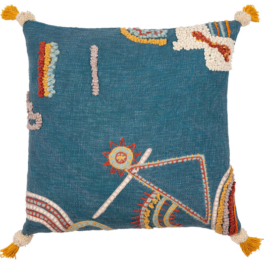 Mystic Pillow - 20165 by Surya in blue, medium gray. Made from 100% cotton in a eclectic & global style.