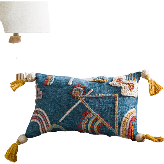 Mystic Pillow - 20165 by Surya in blue, medium gray. Made from 100% cotton in a eclectic & global style.