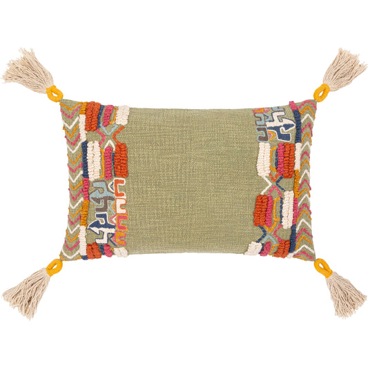 Mystic Pillow - 17050 by Surya in dusty sage, olive. Made from 100% cotton in a eclectic & global style.