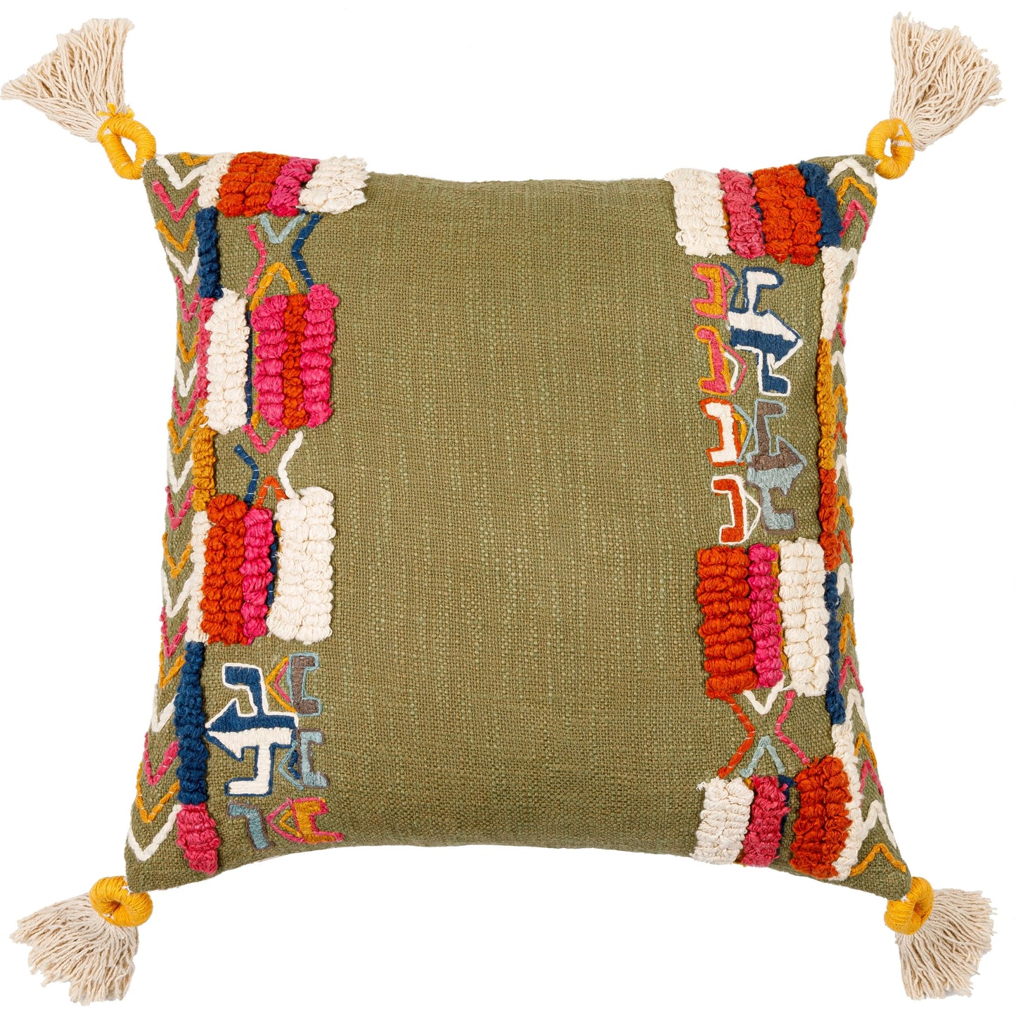 002 SI-1886757,SI-1886758,SI-1886759,SI-1886760 | Primary Silo | Mystic Pillow - 17050 by Surya in dusty sage, burnt orange, rose, camel, cream, navy. Made from 100% cotton in a eclectic & global style.