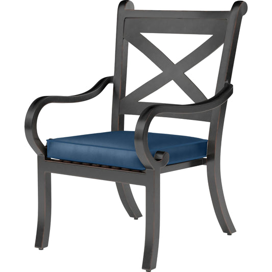 Monterey Outdoor Dining Chair by Sunset West in browns. Made from aluminum in a traditional style.