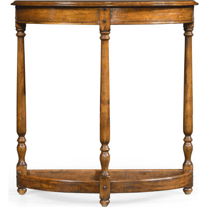 Casually Country Walnut Demilune Console Table by Jonathan Charles in country farmhouse walnut. Made from acacia in a traditional style.