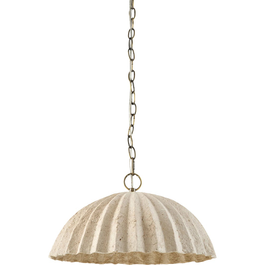 Moyalia Pendant by Surya in metallic brass, beige and electroplated. Made from iron, paper in a unique style.