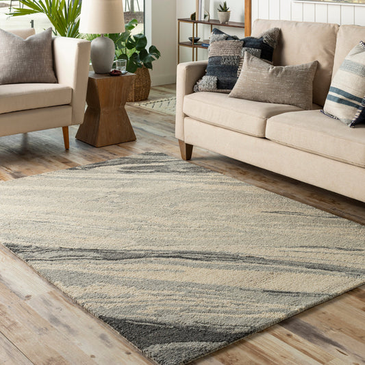 Madelyn Rug - 30076 by Livabliss in charcoal, medium gray, light gray. Made from 100% wool in a unique style.