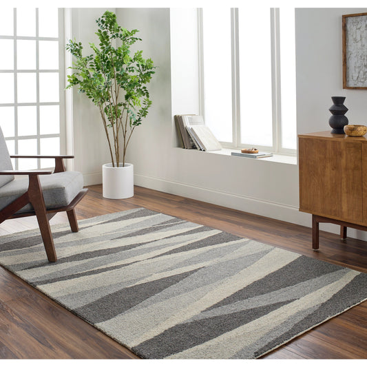 Madelyn Rug - 30077 by Livabliss in gray, light gray, charcoal, black. Made from 100% wool in a unique style.