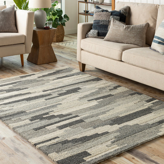 Madelyn Rug - 30078 by Livabliss in gray, black. Made from 100% wool in a unique style.