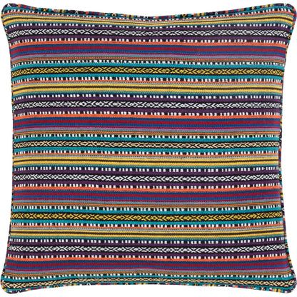 Maya Pillow Cover - 21539 by Surya in medium purple, yellow, red, aqua, blue, coral. Made from front: 60% cotton, 40% polyester, back: 100% cotton in a transitional style.