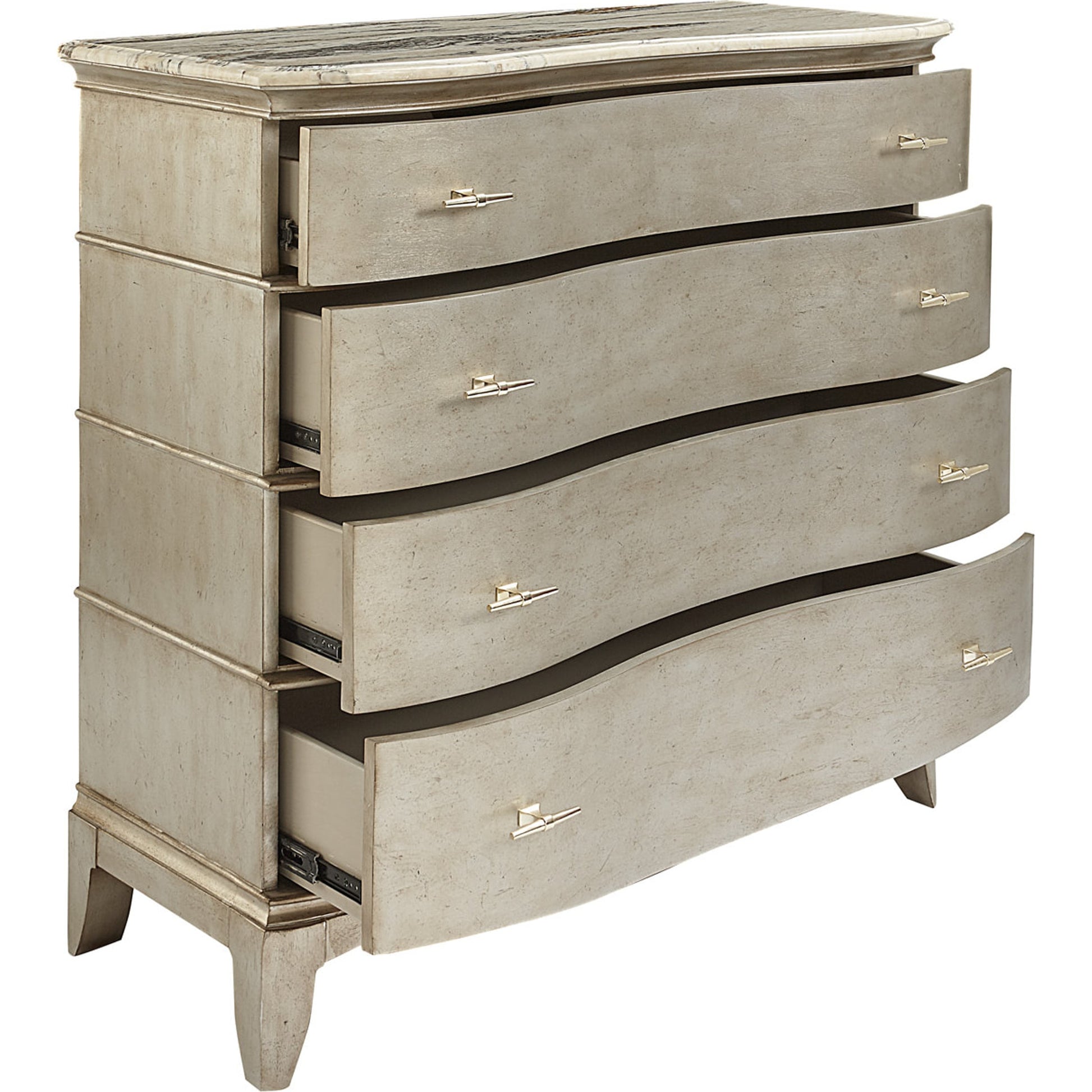 Starlite Media Chest by A.R.T. Furniture in silver and peri. Made from parawood solids, primavera veneer, neapolitan marble in a transitional style.