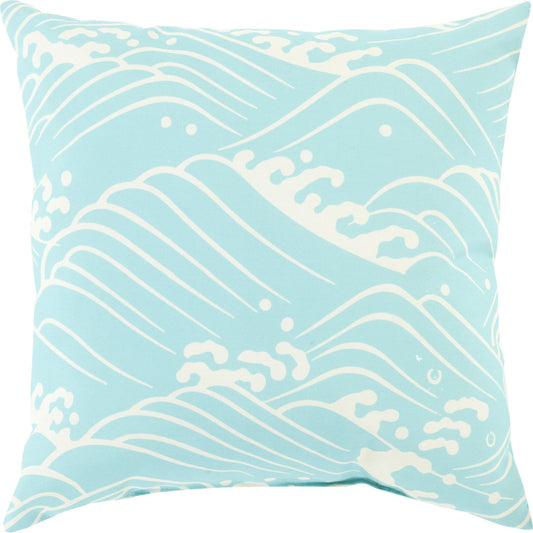 Mizu Indoor/Outdoor Pillow by Livabliss. Made from front: 100% polyester, back: 100% polyester in a coastal style.
