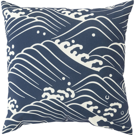 Mizu Indoor/Outdoor Pillow by Livabliss. Made from front: 100% polyester, back: 100% polyester in a coastal style.