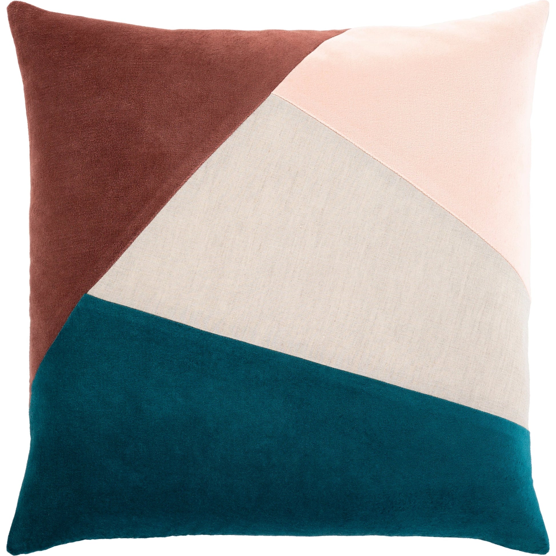 Moza Pillow - 32760 by Surya in beige, teal, garnet. Made from 80% cotton, 20% cotton linen, 100% cotton in a modern style.