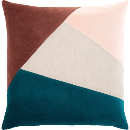 Moza Pillow - 32760 by Surya in beige, teal, garnet. Made from 80% cotton, 20% cotton linen, 100% cotton in a modern style.