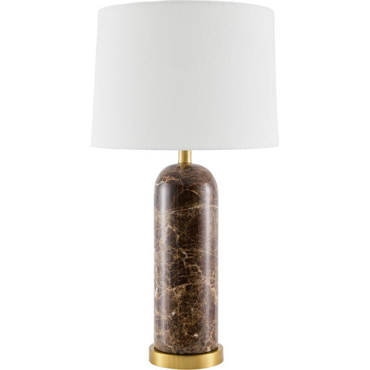 Marzia Accent Table Lamp by Surya. Made from marble, linen, plastic, iron in a modern style.