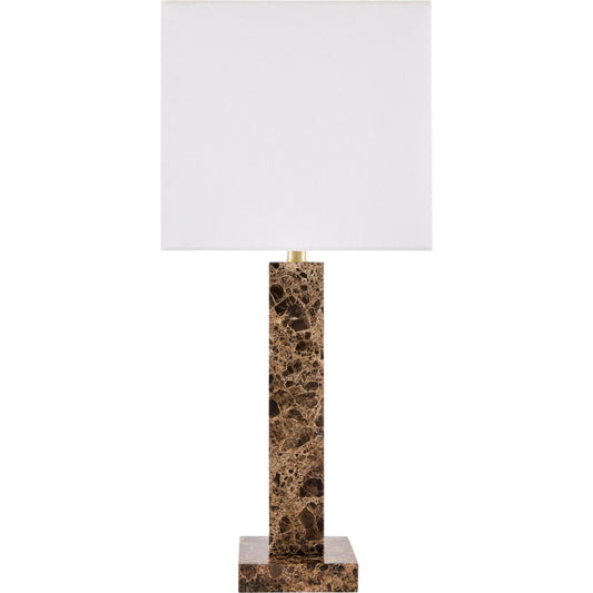 Marzia Accent Table Lamp by Surya. Made from marble, linen, plastic, iron in a modern style.