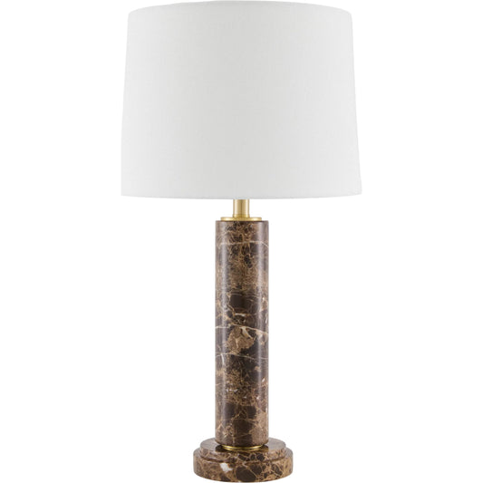 Marzia Accent Table Lamp by Surya. Made from marble, linen, plastic, iron in a modern style.