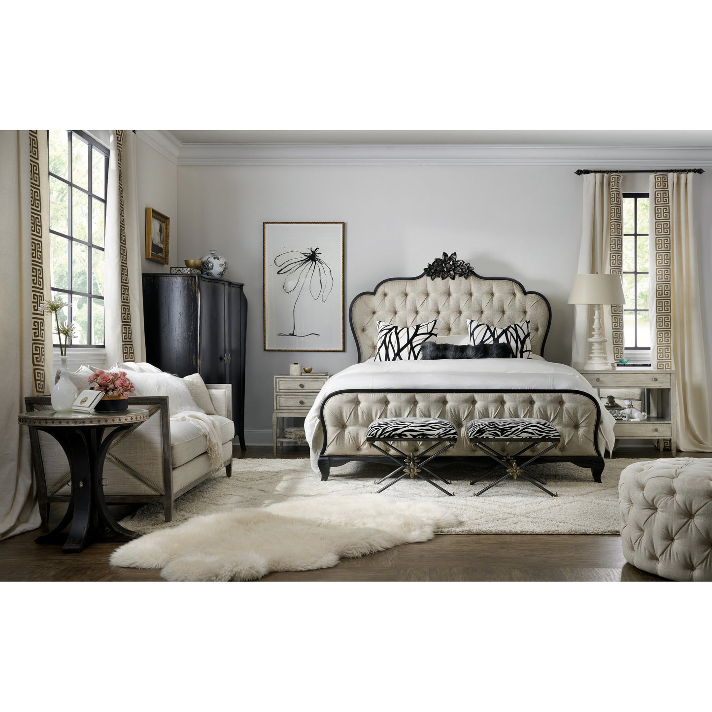 004 SI-1749586 | Lifestyle | Gemme Nightstand by Hooker Furniture in jewel. Made from oak veneers, glass in a cottage & farmhouse style.