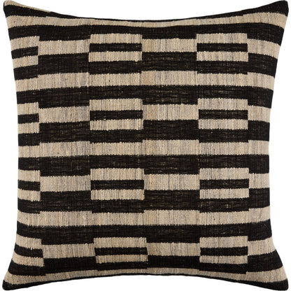 Marzano Pattern Accent Pillow by Surya in charcoal, sandstone, ebony. Made from wool, silk, cotton in a rustic style.