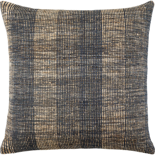 Marzano Accent Pillow by Surya in midnight blue, sandstone, charcoal. Made from wool, silk, cotton in a rustic style.