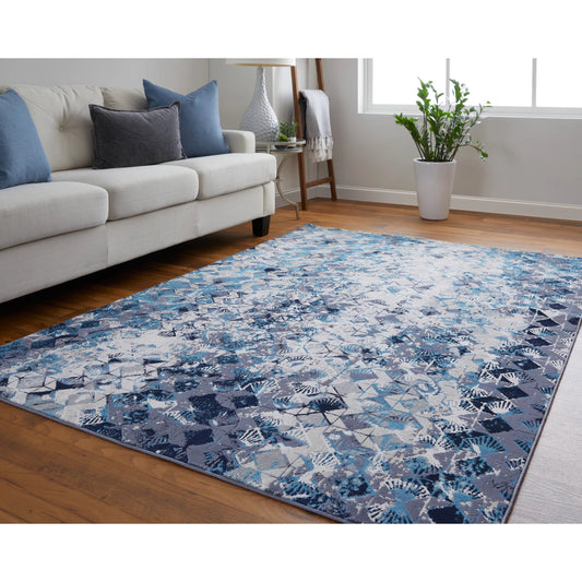 Indio Diamond Rug - 39H0F by Feizy in blue, ivory, gray. Made from unique in a unique style.