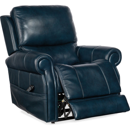 Eisley Power Recliner by Hooker Furniture in sorrento night seas. Made from leather in a traditional style.
