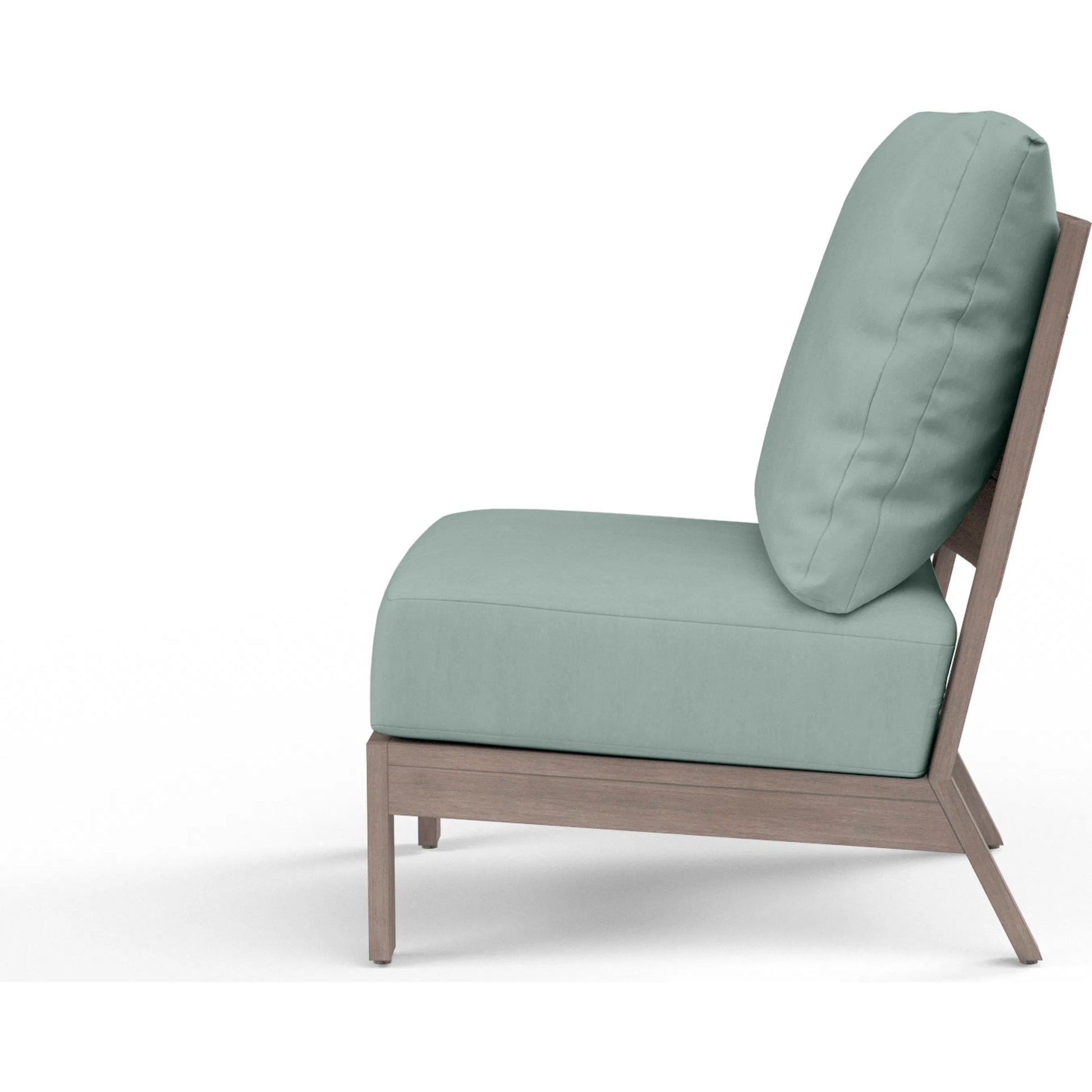 Laguna Outdoor Armless Club in Canvas Flax by Sunset West in browns. Made from aluminum in a modern style.