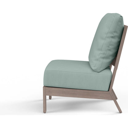 Laguna Outdoor Armless Club in Canvas Flax by Sunset West in browns. Made from aluminum in a modern style.