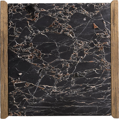 Stone Ridge Marble Side Table by Jonathan Charles in tully light acacia. Made from acacia veneer in a modern style.