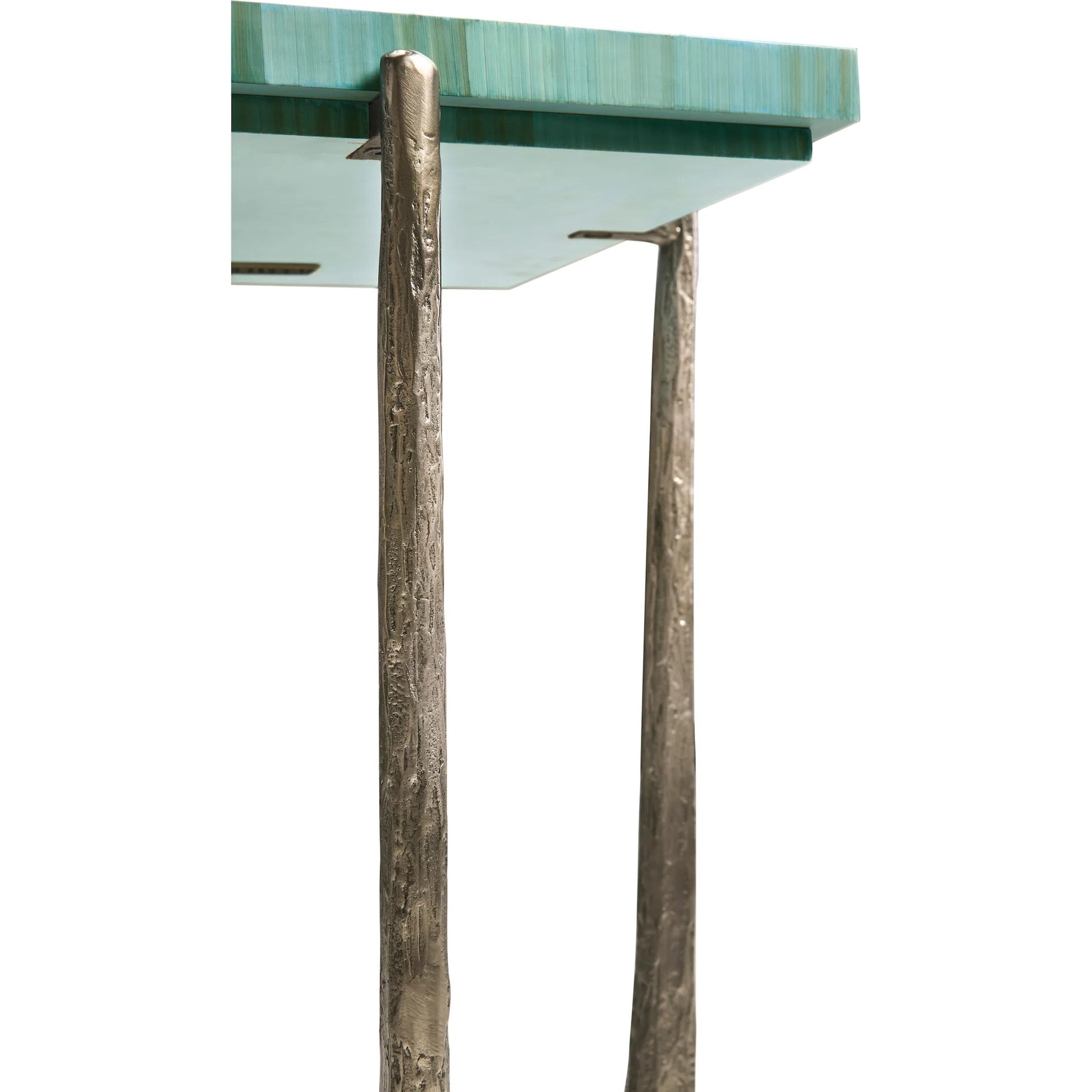 Seaglass Martini Table by Jonathan Charles in blue and blue straw. Made from stainless steel, plywood, straw in a eclectic & global style.