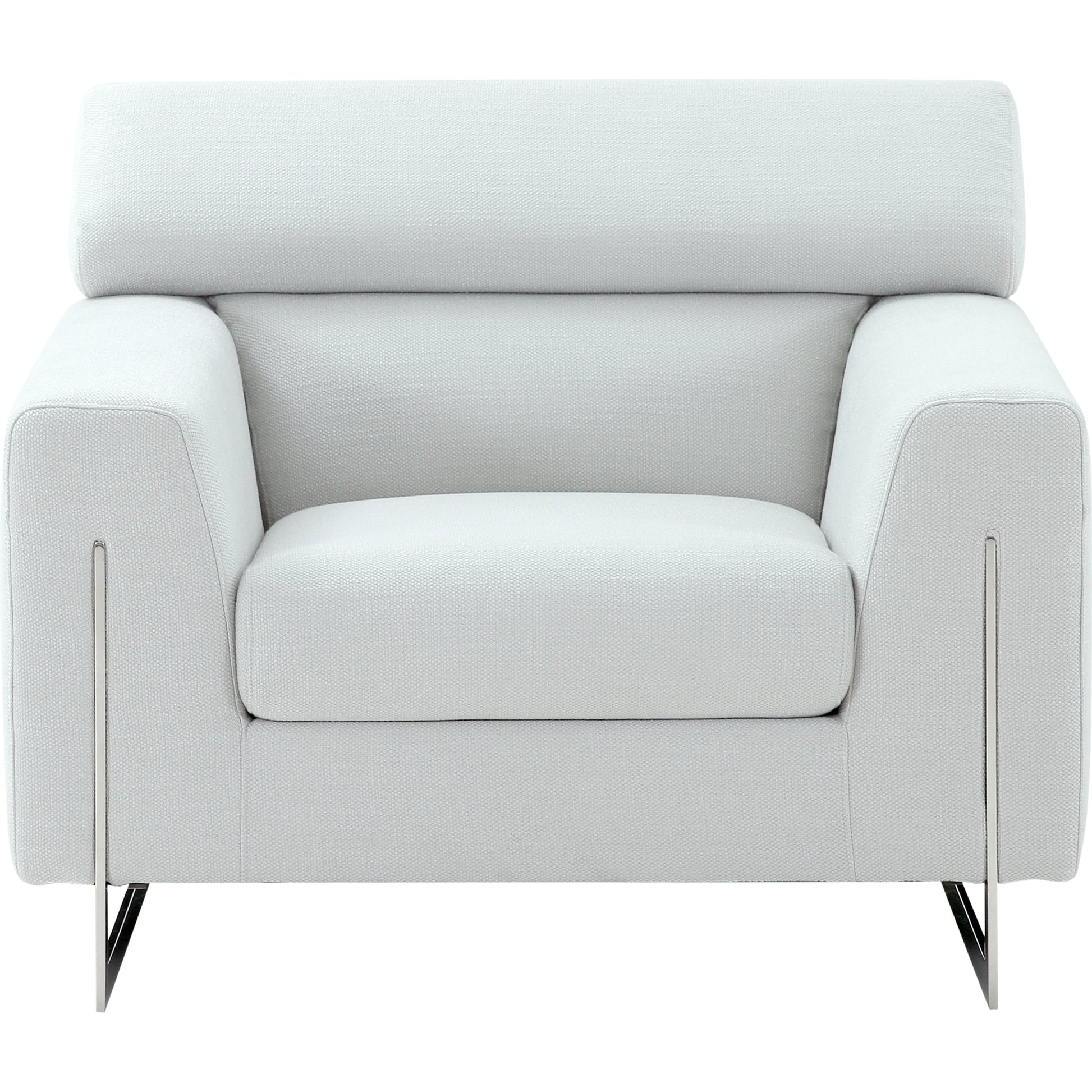 Serena Lounge Chair by Pasargad Home in silver. Made from polyester fabric in a modern style.