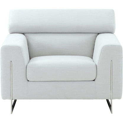 Serena Lounge Chair by Pasargad Home in silver. Made from polyester fabric in a modern style.
