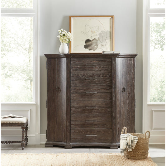 Traditions Gentlemans Chest by Hooker Furniture in dark wood. Made from pine veneers, cedar, felt panel, solid-wood edge top in a cottage & farmhouse style.