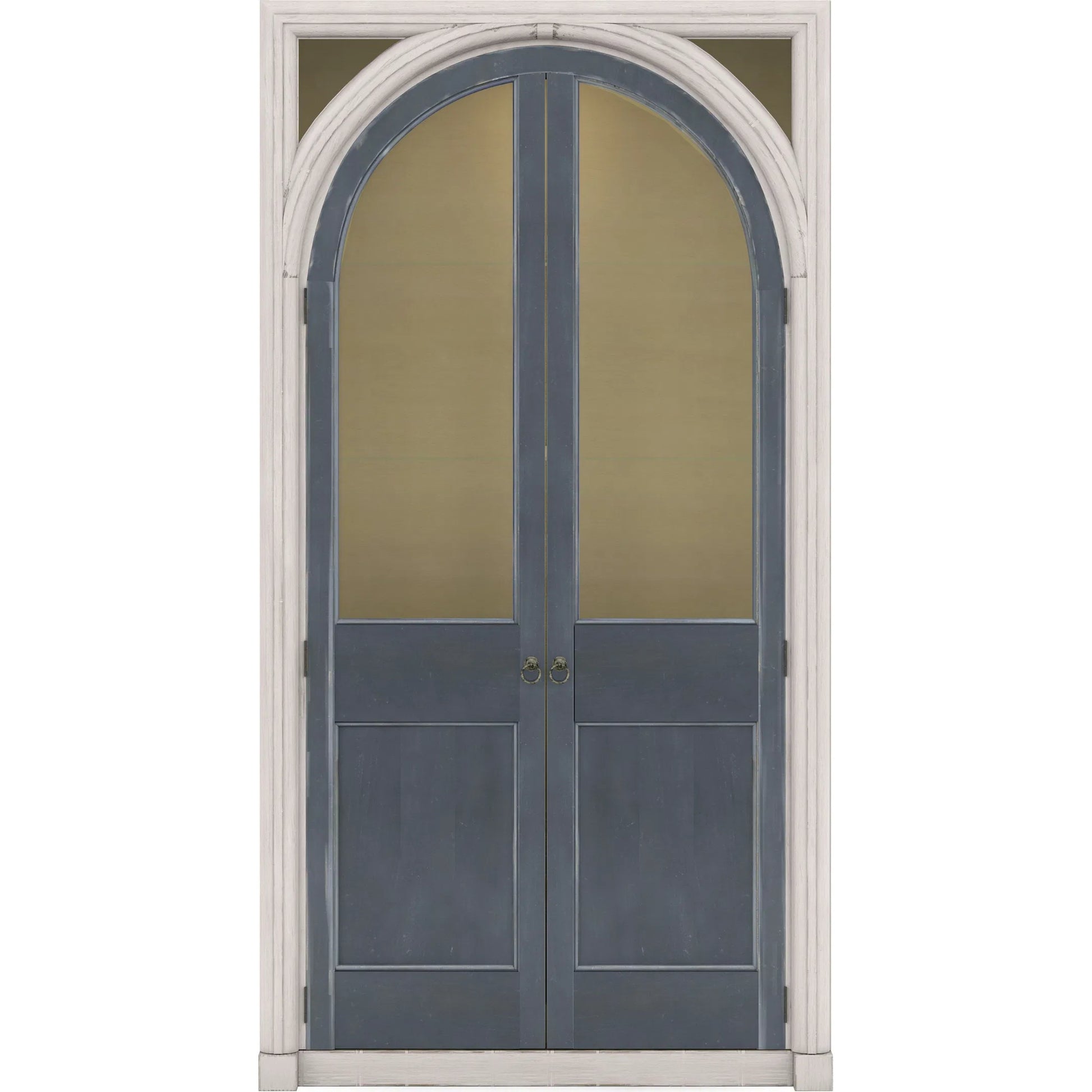 Alcove Display Cabinet by A.R.T. Furniture in belgian ivory, slate blue. Made from acacia solids, maple veneers, glass, linen, metal in a modern style.