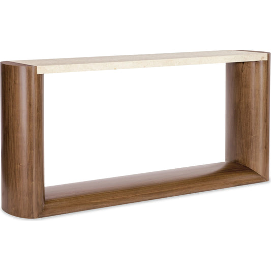 Eleana Console Table by Hooker Furniture in light caramel, quartered walnut veneers, marble. Made from walnut veneers, marble in a modern style.