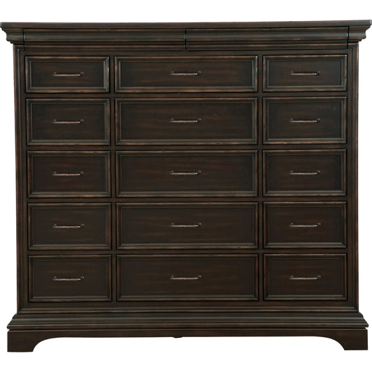 001 SI-2155452 | Primary Silo | Caldwell Master Chest by Pulaski Furniture in deep brown. Made from acacia veneers in a traditional style.