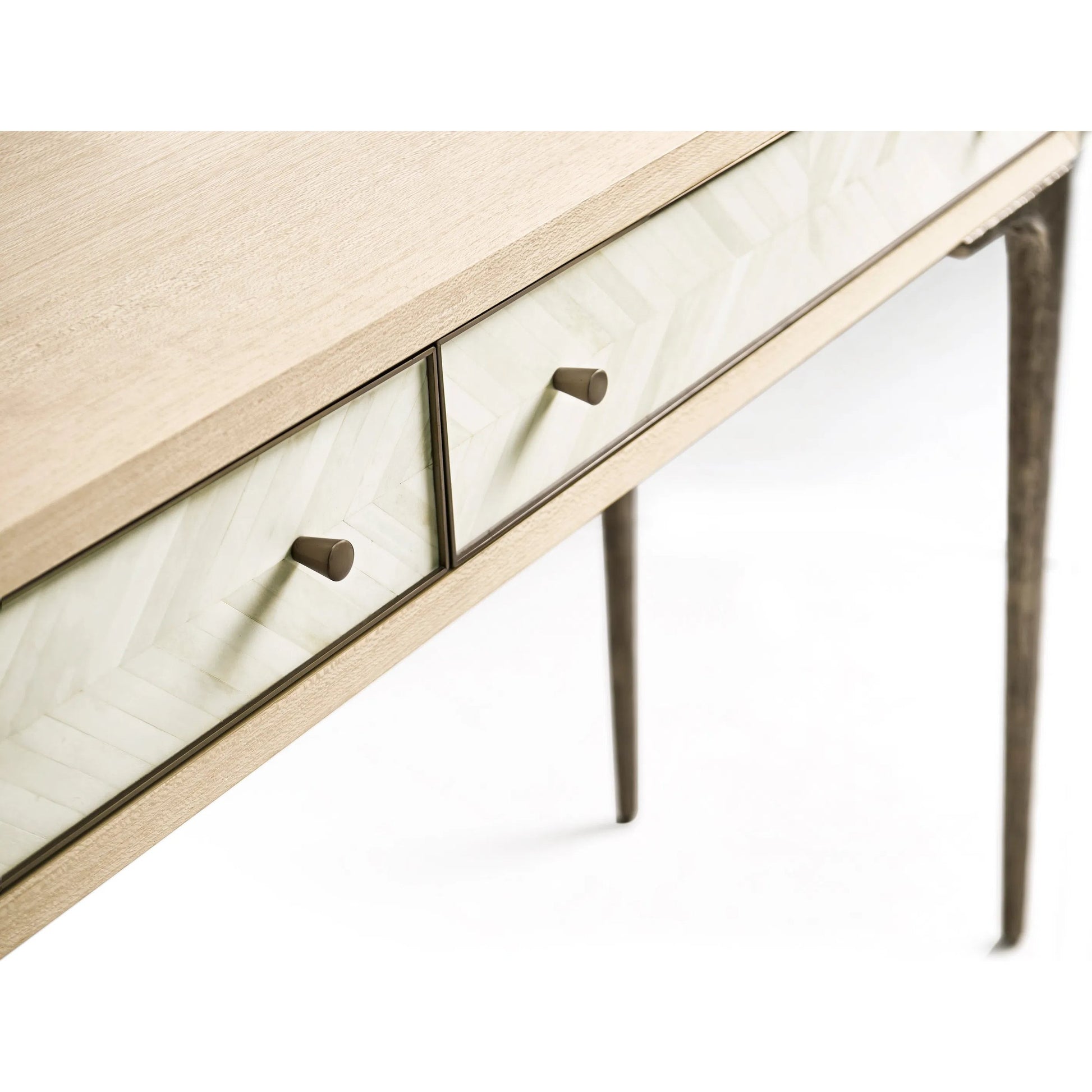 Tideline Console Table by Jonathan Charles in natural dyed koto. Made from main koto veneer in a unique style.