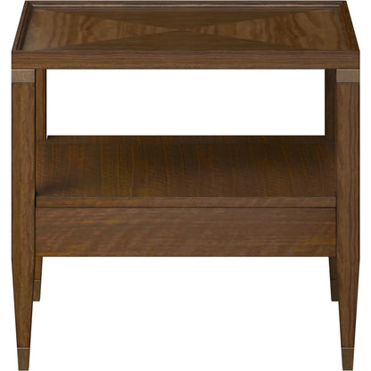 Eave 1 Drawer End Table by A.R.T. Furniture in hazelnut. Made from poplar, parawood solids, walnut veneer in a traditional style.