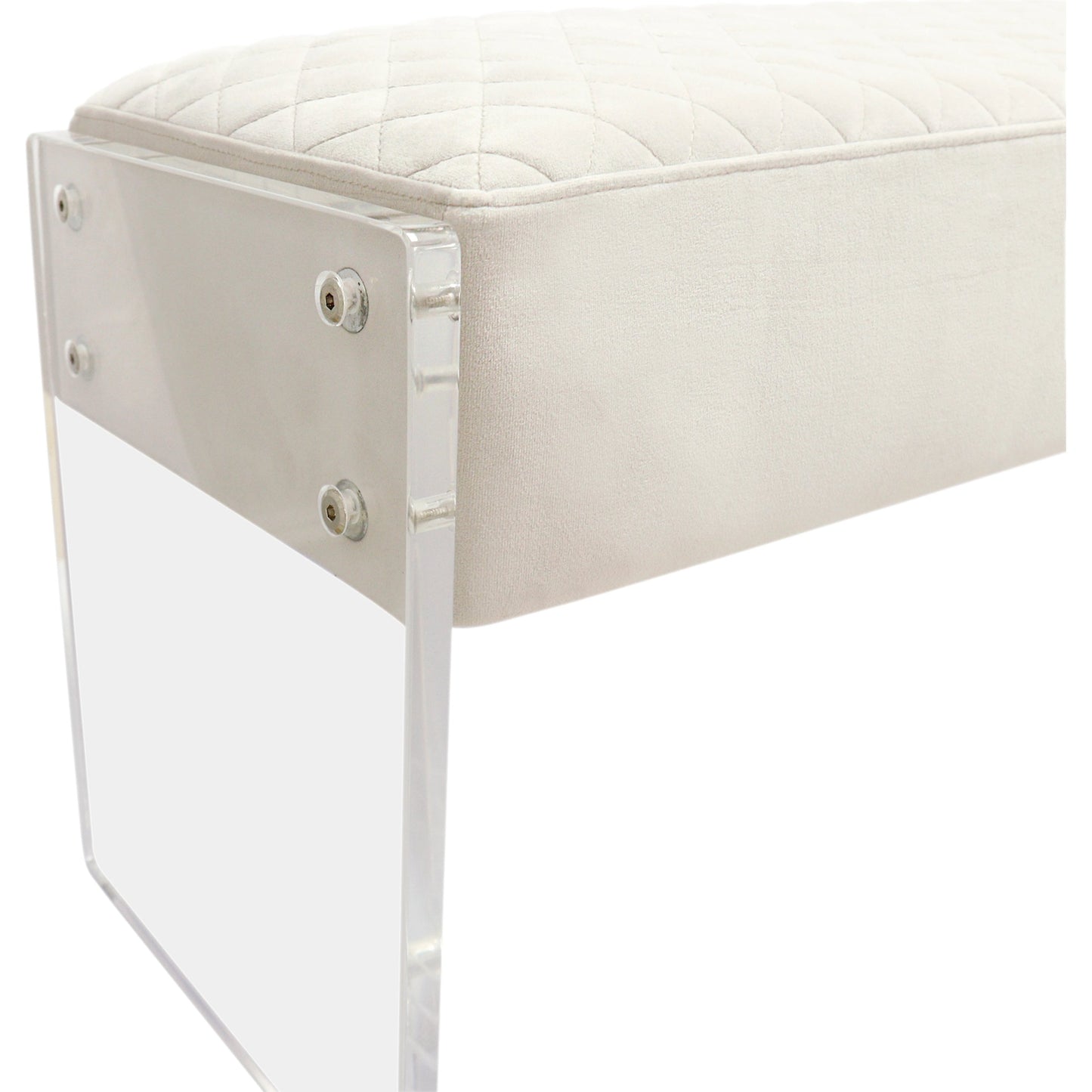 009 SI-2030373 | Closeup | Tribecca Bench by Pasargad Home. Made from acrylic, velvet in a modern style.