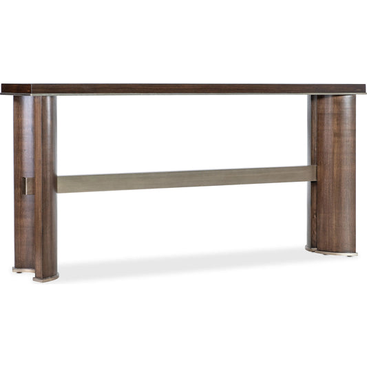 Melange Contours Console by Hooker Furniture in dark wood and walnut. Made from unique in a unique style.