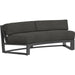 Redondo Outdoor Curved Sofa by Sunset West in grays. Made from aluminum in a modern style.
